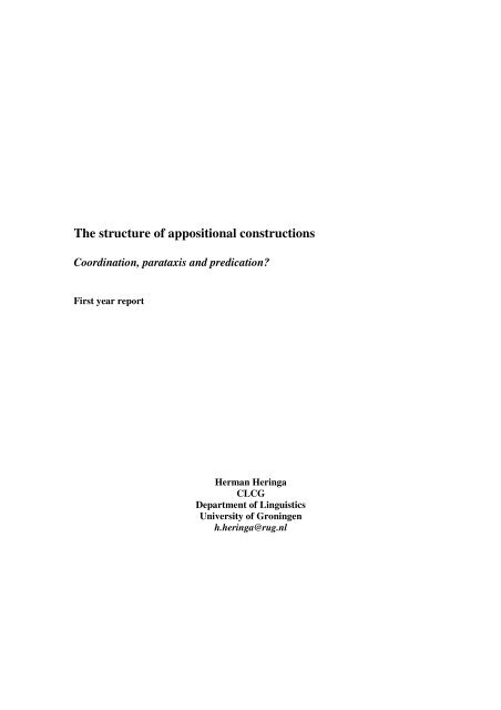 The structure of appositional constructions