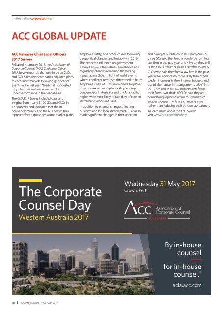 Australian Corporate Lawyer - Autumn 2017