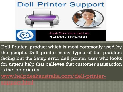 Quick Assist 1-800-383-368  Dell Printer Support Number  