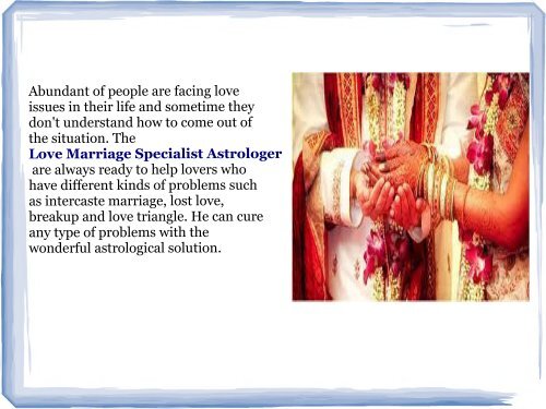 Services of Love Marriage Specialist Astrologer