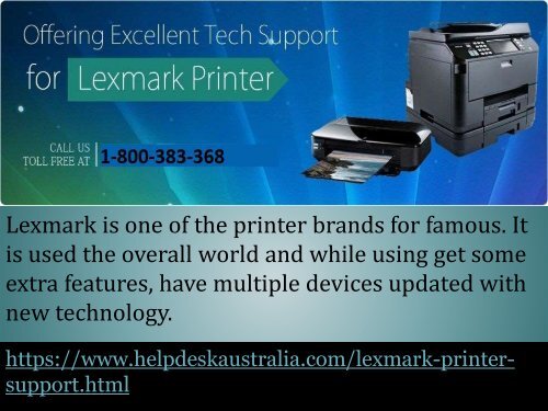 Contact Us 1-800-383-368 Instant  Lexmark Printer Service Number  