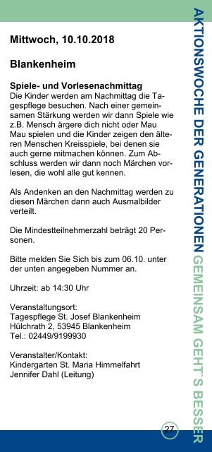 Aktionswoche der Generationen - Veranstaltungskalender2018