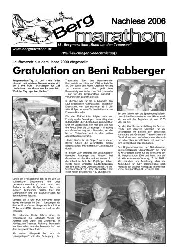 Gratulation an Beni Rabberger - Bergmarathon Rund um den ...