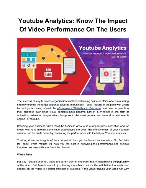 Youtube Analytics_ Know The Impact Of Video Performance On The Users