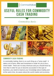 Useful Rules for Successful Cash Trading in Commodity Basis