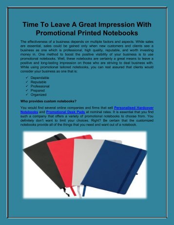 Time To Leave A Great Impression With Promotional Printed Notebooks