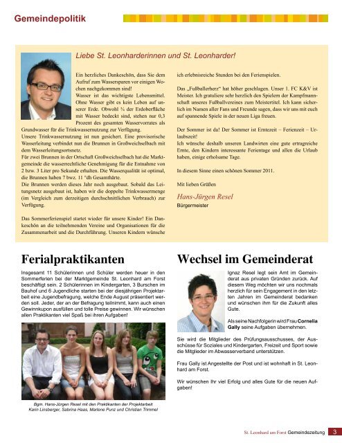 Gemeindezeitung 02/2011 (2,08 MB) - St. Leonhard am Forst