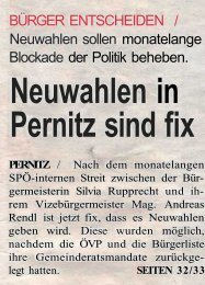 Neuwahlen in Pernitz sind fix - Wir Pernitzer