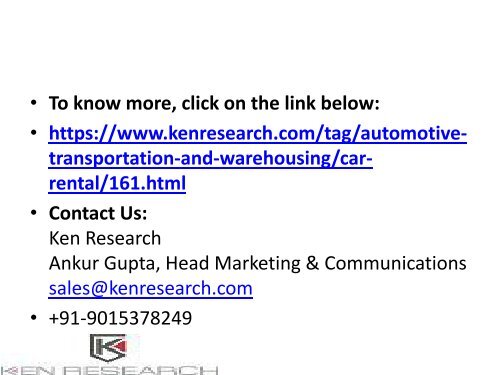 Car rental Industry Analysis, Car rental Industry Research Report, Car rental Business Review : Ken Research