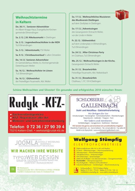 Weihnachtszeitung 2017 - Keltern