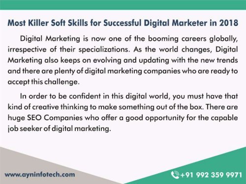 Most Killer Soft Skills for Successful Digital Marketer in 2018