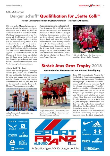 Sportclub Aktuell - Ausgabe September 2018