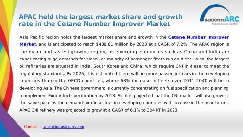 Cetane Number Improver Market to grow with a CAGR of 5.2 % over the period of 2018 - 2023