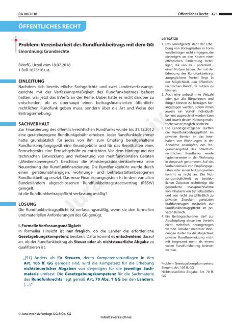 RA 08/2018 - Entscheidung des Monats