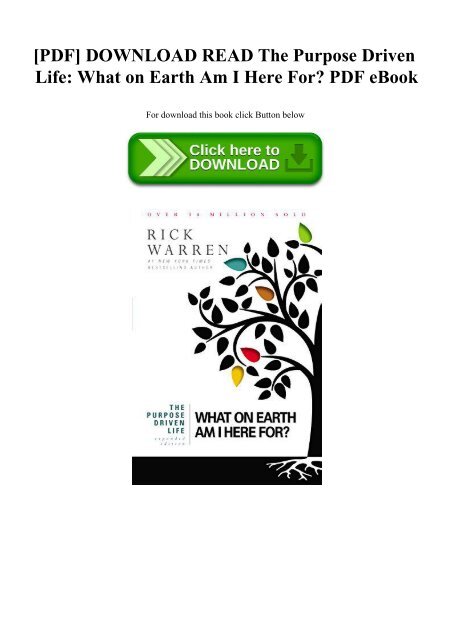 Purpose driven life pdf download Purpose driven life pdf download