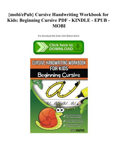 {mobiePub} Cursive Handwriting Workbook for Kids Beginning Cursive PDF ...
