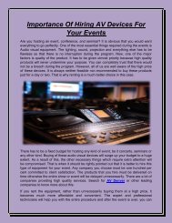 Importance Of Hiring AV Devices For Your Events