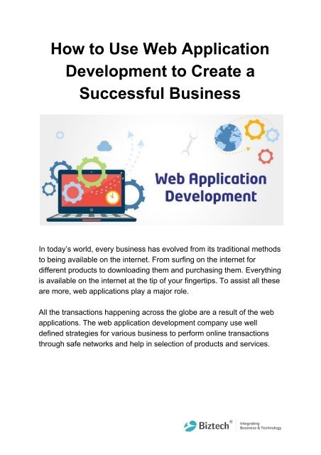 How to Use Web Application Development to Create a Successful Business