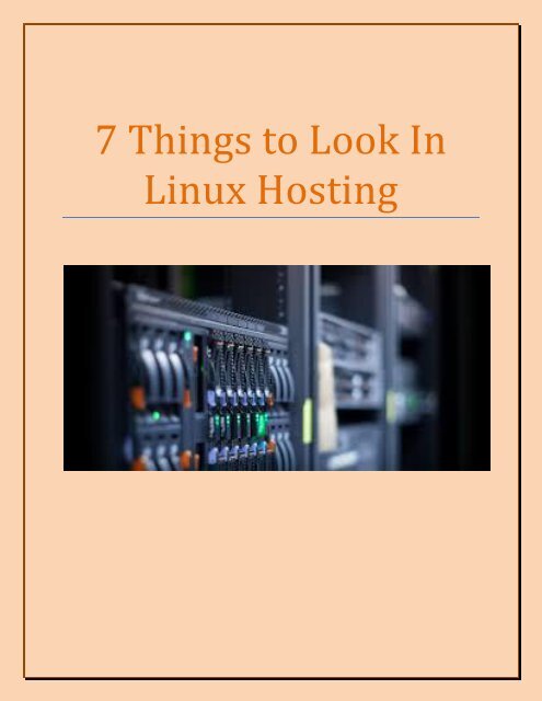 7 Things to Look In Linux Hosting