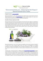 Naturesnaturalindia.com – Delivering the Best Range of Natural Essential Oils in India!