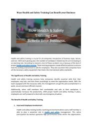 Ways Health and Safety Training Can Benefit your Business