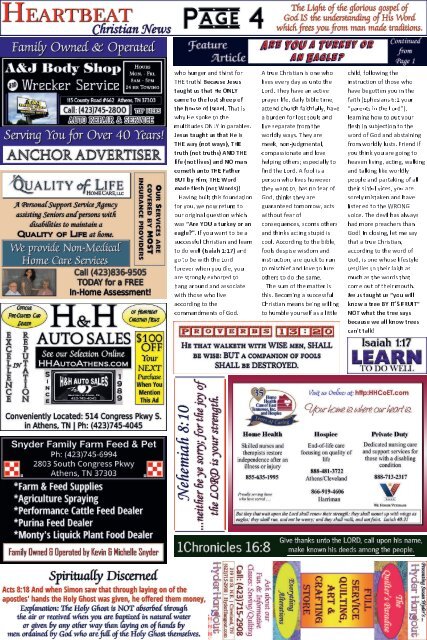 Heartbeat Christian News - August 2018 issue