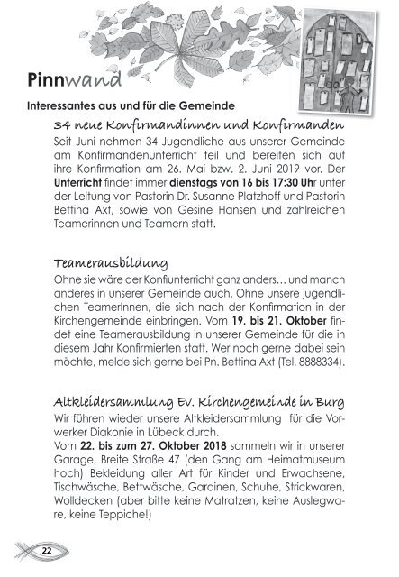 Gemeindebrief 3/2018 - Ev.-Luth. Kirchengemeinde St. Nikolai Burg auf Fehmarn