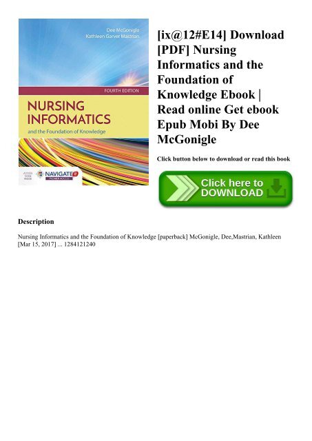 [ix@12#E14] Download [PDF] Nursing Informatics and the Foundation of Knowledge Ebook  Read online Get ebook Epub Mobi By Dee McGonigle