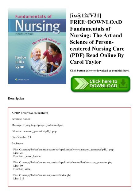 [ix@12#V21] FREE~DOWNLOAD Fundamentals of Nursing The Art and Science of Person-centered Nursing Care (PDF) Read Online By Carol Taylor