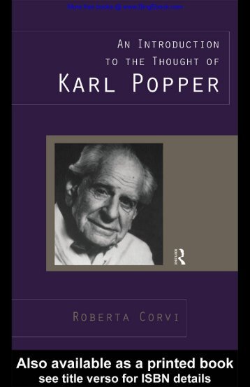 CORVI, Roberta - An Introduction to the Thought of KarlPopper