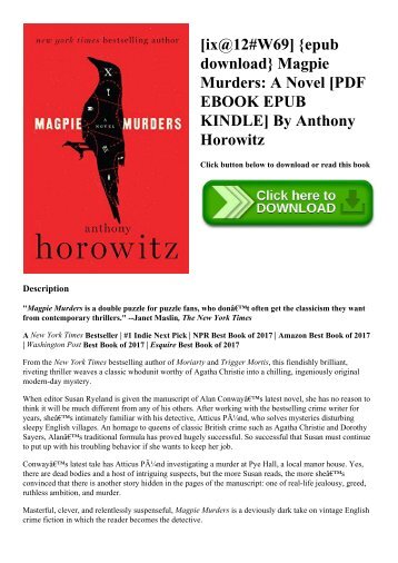 [ix@12#W69] {epub download} Magpie Murders A Novel [PDF EBOOK EPUB KINDLE] By Anthony Horowitz