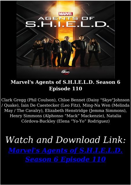 Streaming Online TV SHOW Marvels Agents of SHIELD Season 6 Episode 110 Free