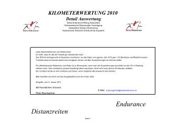 Distanzreiten Endurance - Swiss Endurance Riding Association