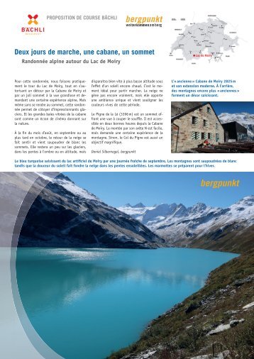 Proposition de la sortie 10.2018 - Deux jours de marche, une cabane, un sommet