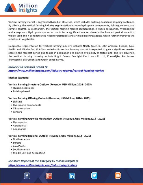 Vertical Farming Market Methodology, Overview, Segmentation, Trend Analysis and Forecasts 2014-2025