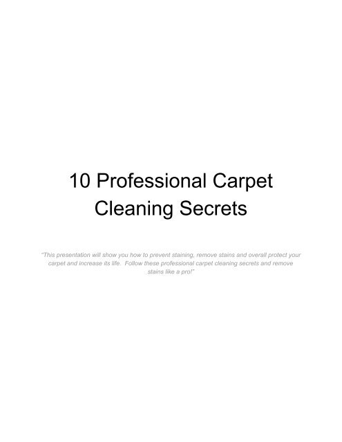 10 Professional Carpet Cleaning Secrets