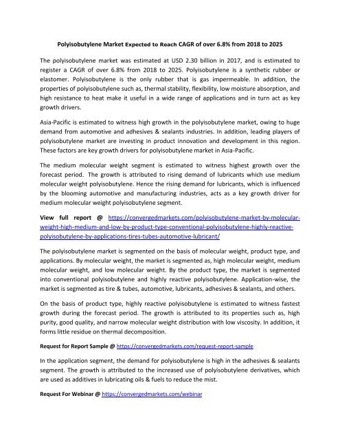 Polyisobutylene Market