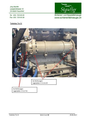 Teileliste Dichtungen Motorrevision usw. Tm IV, Vers. 20.06.2017