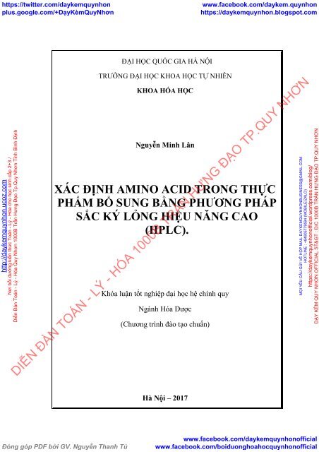 Nghiên cứu, xác định thành phần Amino acidtrong thực phẩm chức năng bằng phương pháp sắc ký lỏng hiệu năng cao (HPLC) - 2018