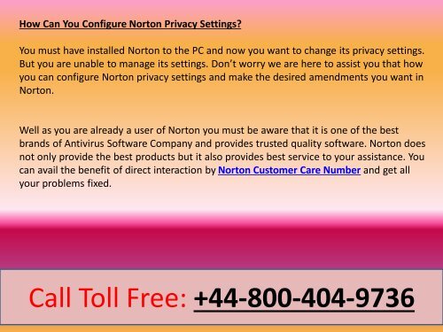 Norton Customer Service Number