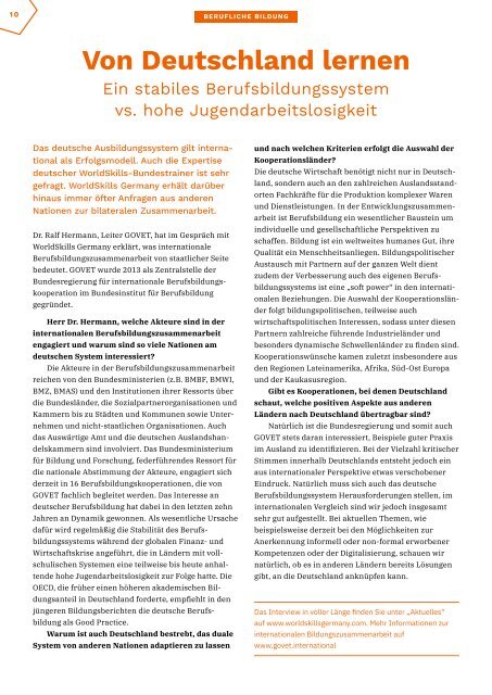 WorldSkills Germany Magazin - Ausgabe 11 - August 2018