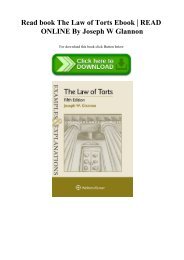 Read book The Law of Torts Ebook  READ ONLINE By Joseph W Glannon