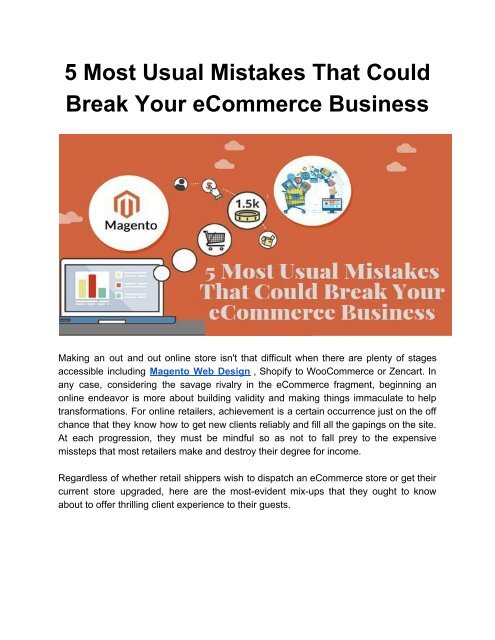 5 Most Usual Mistakes That Could Break Your eCommerce Business
