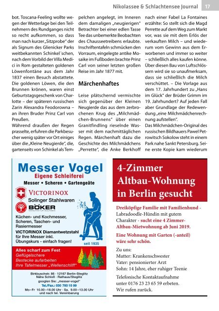 Nikolassee & Schlachtensee Journal Okt/Nov 2018