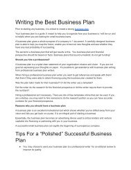 Writing the best business plan