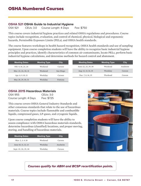 2019 CSUDH OSHA Course Catalog Interactive