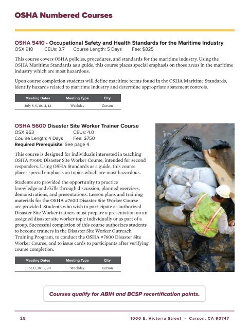 2019 CSUDH OSHA Course Catalog Interactive