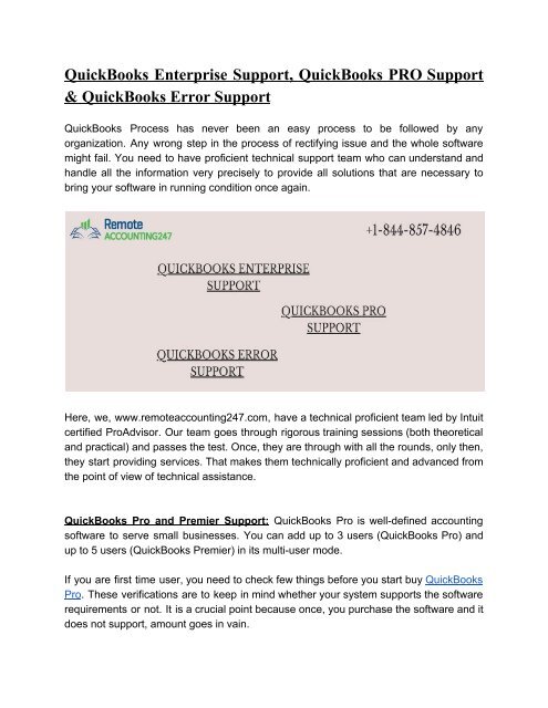 QuickBooks enterprise support