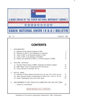 KNU Bulletin No. 12, August 1987