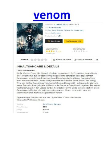 Sehen wir uns den Film VENOM Cinema in Bonn an